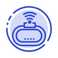 dispositivo seguridad wifi señal azul línea punteada icono de línea vector