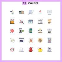 Group of 25 Modern Flat Colors Set for weight problem image life plates Editable Vector Design Elements