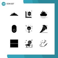 9 iconos creativos signos y símbolos modernos de elementos de diseño de vector editables de luna de ratón de nube inalámbrico de vidrio