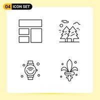 4 Creative Icons for Modern website design and responsive mobile apps 4 Outline Symbols Signs on White Background 4 Icon Pack vector