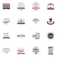 16 Black and Pink Happy Fathers Day Design Collection A set of twelve brown colored vintage style Fathers Day Designs on light background Editable Vector Design Elements