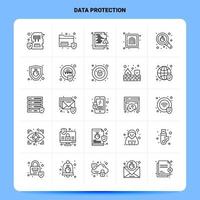 OutLine 25 Data Protection Icon set Vector Line Style Design Black Icons Set Linear pictogram pack Web and Mobile Business ideas design Vector Illustration