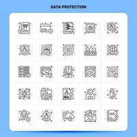 OutLine 25 Data Protection Icon set Vector Line Style Design Black Icons Set Linear pictogram pack Web and Mobile Business ideas design Vector Illustration