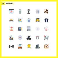 Mobile Interface Flat Color Set of 25 Pictograms of coffee bean caffeine life milk drink Editable Vector Design Elements