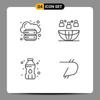 4 Thematic Vector Filledline Flat Colors and Editable Symbols of cloud outsourcing internet global drinking water Editable Vector Design Elements