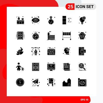 Modern Set of 25 Solid Glyphs and symbols such as draw businessman map business summary Editable Vector Design Elements