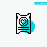 Ticket Love Heart Wedding turquoise highlight circle point Vector icon