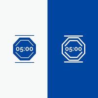 Stop Work Rest Stop Work Working Line and Glyph Solid icon Blue banner Line and Glyph Solid icon Blue banner vector