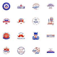 Happy fathers day 16 Blue and red Typography Fathers day background design Fathers day greeting card Editable Vector Design Elements