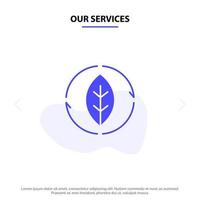 Our Services Energy Green Source Power Solid Glyph Icon Web card Template vector