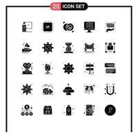 Set of 25 Modern UI Icons Symbols Signs for book multimedia computers disk cd Editable Vector Design Elements