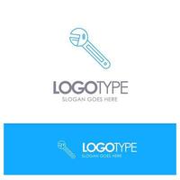 Wrench Option Tool Spanner Tool Blue outLine Logo with place for tagline vector