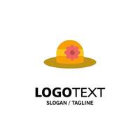 color plano de plantilla de logotipo de empresa de gorra de sombrero de playa vector