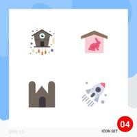 Modern Set of 4 Flat Icons Pictograph of christmas castle timepiece robbit castle tower Editable Vector Design Elements