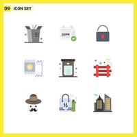 conjunto de 9 iconos de interfaz de usuario modernos símbolos signos para bomba ducha condón limpieza baño elementos de diseño vectorial editables vector