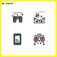 4 Creative Icons Modern Signs and Symbols of control pad service car mobile party Editable Vector Design Elements