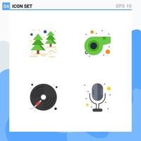 User Interface Pack of 4 Basic Flat Icons of forest player referee disc electronics Editable Vector Design Elements