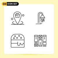 4 Creative Icons for Modern website design and responsive mobile apps 4 Outline Symbols Signs on White Background 4 Icon Pack vector