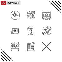 Group of 9 Modern Outlines Set for target file target shield file screen Editable Vector Design Elements