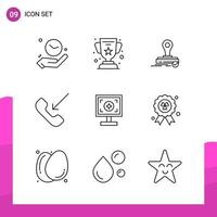 Outline Icon set Pack of 9 Line Icons isolated on White Background for responsive Website Design Print and Mobile Applications vector