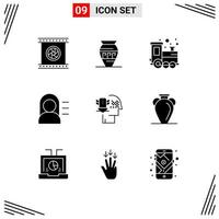 9 iconos creativos signos y símbolos modernos de protección de datos personales girl jar educación tren elementos de diseño vectorial editables vector