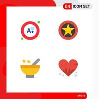 Group of 4 Modern Flat Icons Set for exam herbs badge military rank natural Editable Vector Design Elements