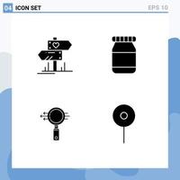 paquete de iconos vectoriales de stock de 4 signos y símbolos de línea para zoom de dirección mapas de búsqueda de bodas elementos de diseño vectorial editables vector