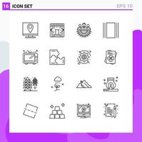 16 Thematic Vector Outlines and Editable Symbols of layout flow trade cover management Editable Vector Design Elements