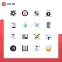 16 Flat Color concept for Websites Mobile and Apps light lamp customer security lock pad Editable Pack of Creative Vector Design Elements