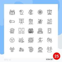 Pictogram Set of 25 Simple Lines of presentation geography minded decoration flower Editable Vector Design Elements