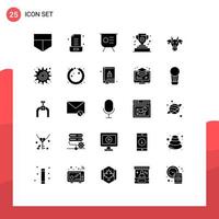 Universal Icon Symbols Group of 25 Modern Solid Glyphs of indian animals keynote adornment cup Editable Vector Design Elements