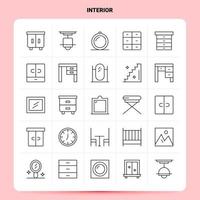 OutLine 25 Interior Icon set Vector Line Style Design Black Icons Set Linear pictogram pack Web and Mobile Business ideas design Vector Illustration