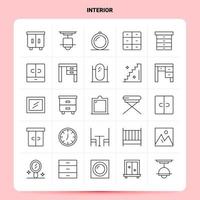 OutLine 25 Interior Icon set Vector Line Style Design Black Icons Set Linear pictogram pack Web and Mobile Business ideas design Vector Illustration