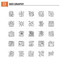 25 Geo Graphy icon set. vector background