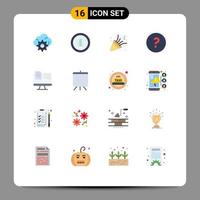 Modern Set of 16 Flat Colors and symbols such as board education confetti file question Editable Pack of Creative Vector Design Elements