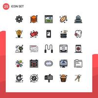 Universal Icon Symbols Group of 25 Modern Filled line Flat Colors of usa city free building bread Editable Vector Design Elements