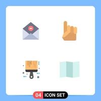 Universal Icon Symbols Group of 4 Modern Flat Icons of communication brush mail hand tool Editable Vector Design Elements