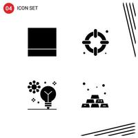 Pack of 4 Modern Solid Glyphs Signs and Symbols for Web Print Media such as grid machine learning life creativity economy Editable Vector Design Elements