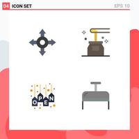 4 Universal Flat Icon Signs Symbols of directions tag oil open bag Editable Vector Design Elements