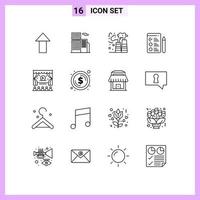 Outline Pack of 16 Universal Symbols of circle ad gas cinema job Editable Vector Design Elements