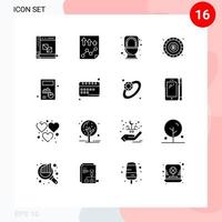 Mobile Interface Solid Glyph Set of 16 Pictograms of business coin paper blockchain flush Editable Vector Design Elements