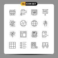 16 Universal Outlines Set for Web and Mobile Applications shopping sale beat cyber monday money Editable Vector Design Elements