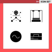 4 Icon Pack Solid Style Glyph Symbols on White Background. Simple Signs for general designing. vector