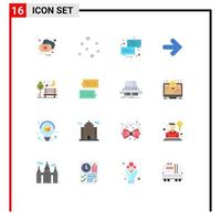 Flat Color Pack of 16 Universal Symbols of moon right conversation arrows arrow Editable Pack of Creative Vector Design Elements