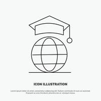 Globe Internet Online Graduation Vector Line Icon