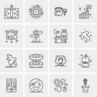 16 iconos universales de negocios vector ilustración de icono creativo para usar en proyectos relacionados con la web y dispositivos móviles