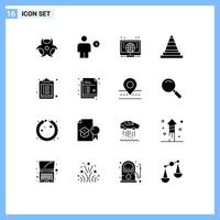 16 Universal Solid Glyph Signs Symbols of list checklist computer tools construction Editable Vector Design Elements