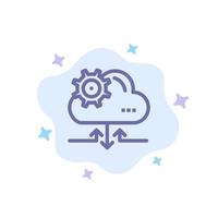 Cloud Setting Gear Arrow Blue Icon on Abstract Cloud Background vector