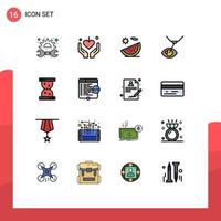 Set of 16 Modern UI Icons Symbols Signs for glass laser surgery beach eye treatment vacation Editable Creative Vector Design Elements