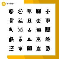 25 Icon Set. Solid Style Icon Pack. Glyph Symbols isolated on White Backgound for Responsive Website Designing. vector
